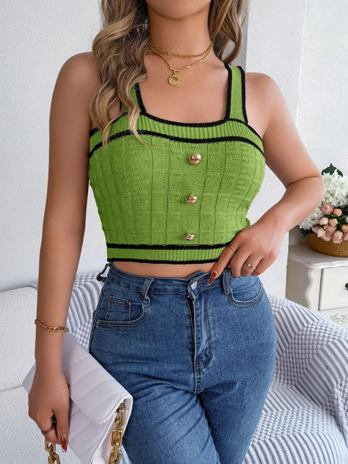 'Xylia' Striped Knit Crop Top - Celes Fashion
